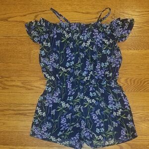 Place Floral Blue and Purple Kids Romper